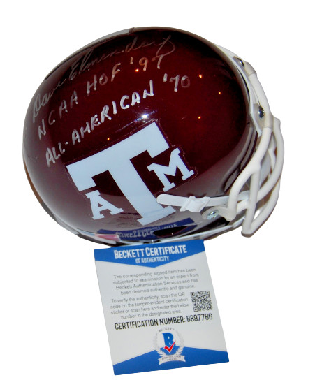 DAVE ELMENDORF signed (TEXAS A&M AGGIES) mini football helmet BECKETT BB97766