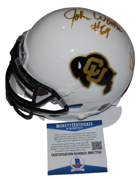 JOHN WOOTEN signed (COLORADO BUFFALOES) mini football helmet BAS BECKETT BB97759