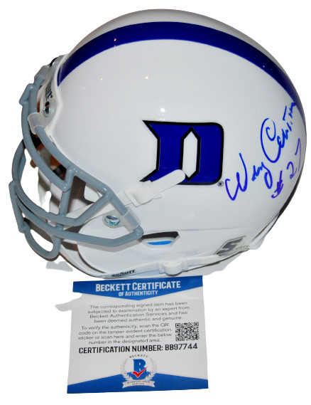 WRAY CARLTON SIGNED (DUKE BLUE DEVILS) MINI FOOTBALL HELMET BECKETT BAS BB97744 COLLECTIBLE MEMORABILIA