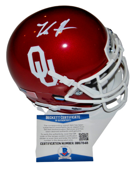 JADON HASELWOOD signed (OKLAHOMA SOONERS) mini football helmet BECKETT BB97848