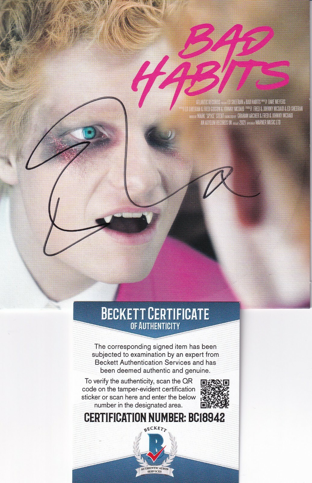 ED SHEERAN signed (BAD HABITS Brand New CD Single cover w/cd BECKETT BAS BC18942