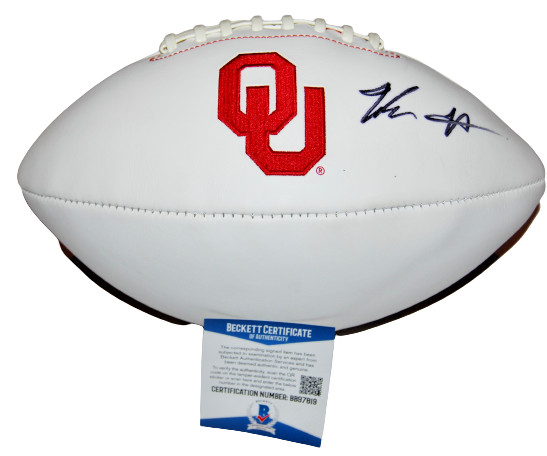 JADON HASELWOOD signed (OKLAHOMA SOONERS) team logo full size football BECKETT