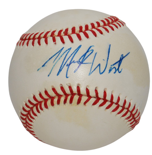 MARK WEST signed AL baseball (OLD DOMINION MONARCHS) Mavericks Bucks W/COA