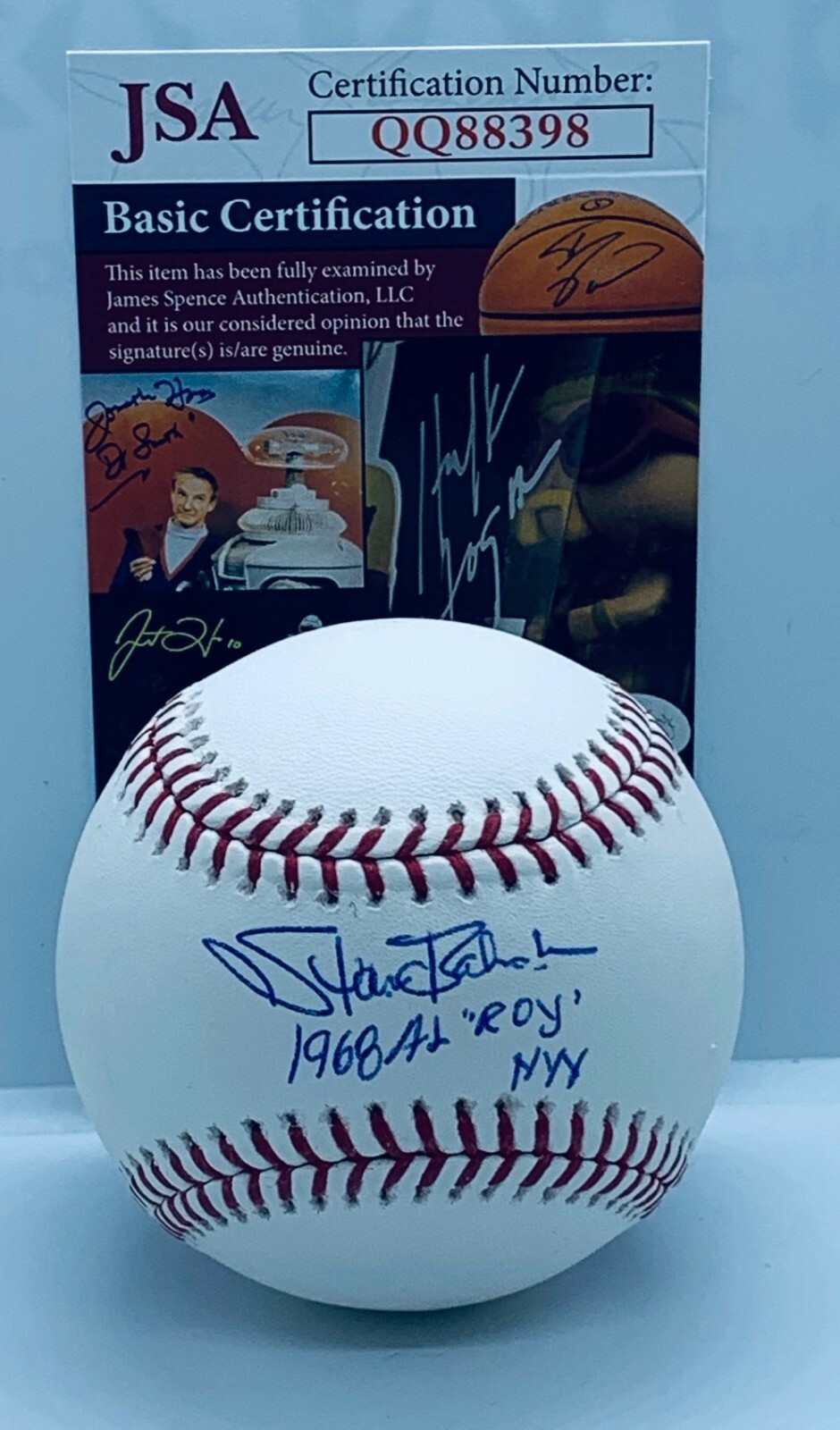 Stan Bahnsen New York Yankees signed MLB Baseball Ball W/ 1968 AL ROY Inscr. JSA