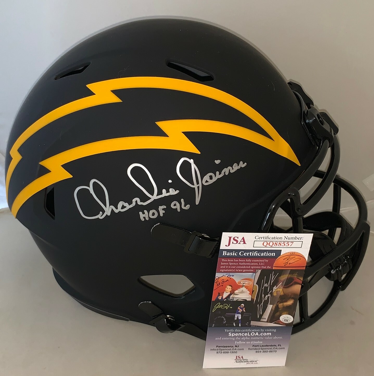 Charlie Joiner signed Chargers Eclipse Full Size Helmet W/ HOF Inscription JSA