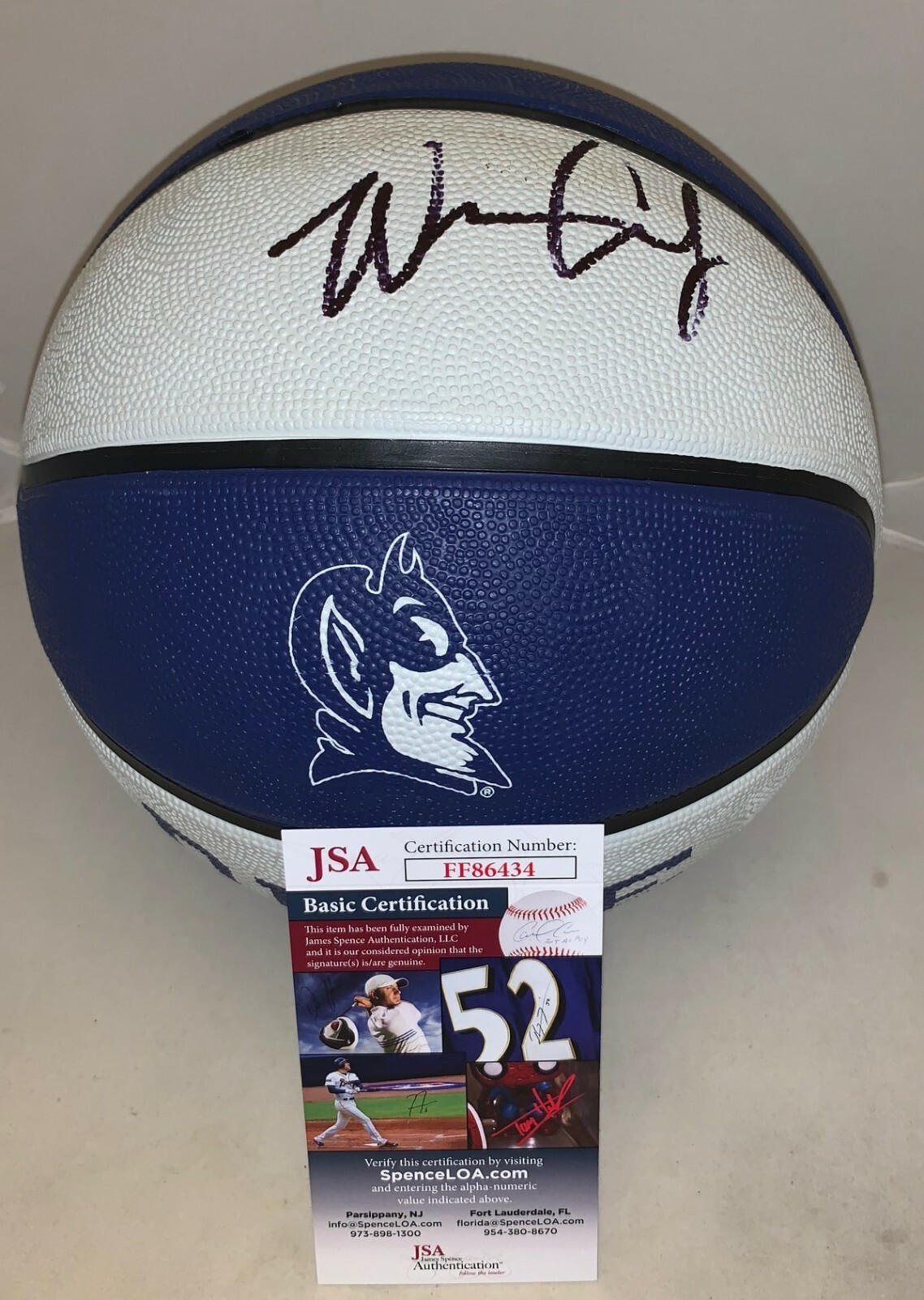 WENDELL CARTER JR. SIGNED DUKE BLUE DEVILS F/S LOGO BASKETBALL AUTOGRAPHED JSA COLLECTIBLE MEMORABILIA