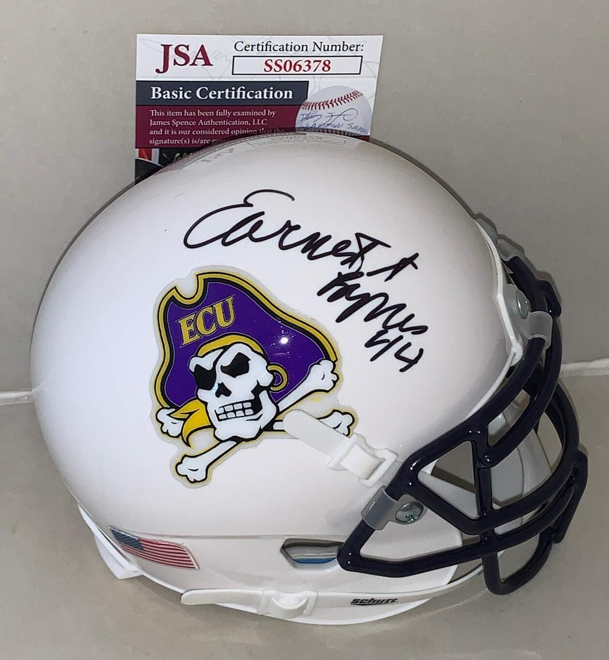 Earnest Byner Redskins signed ECU East Carolina Pirates mini helmet JSA