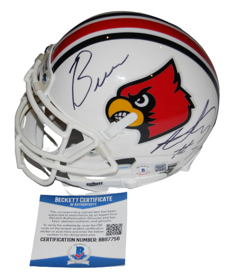 BRUCE ARMSTRONG signed LOUISVILLE CARDINALS mini football helmet BECKETT BB97756