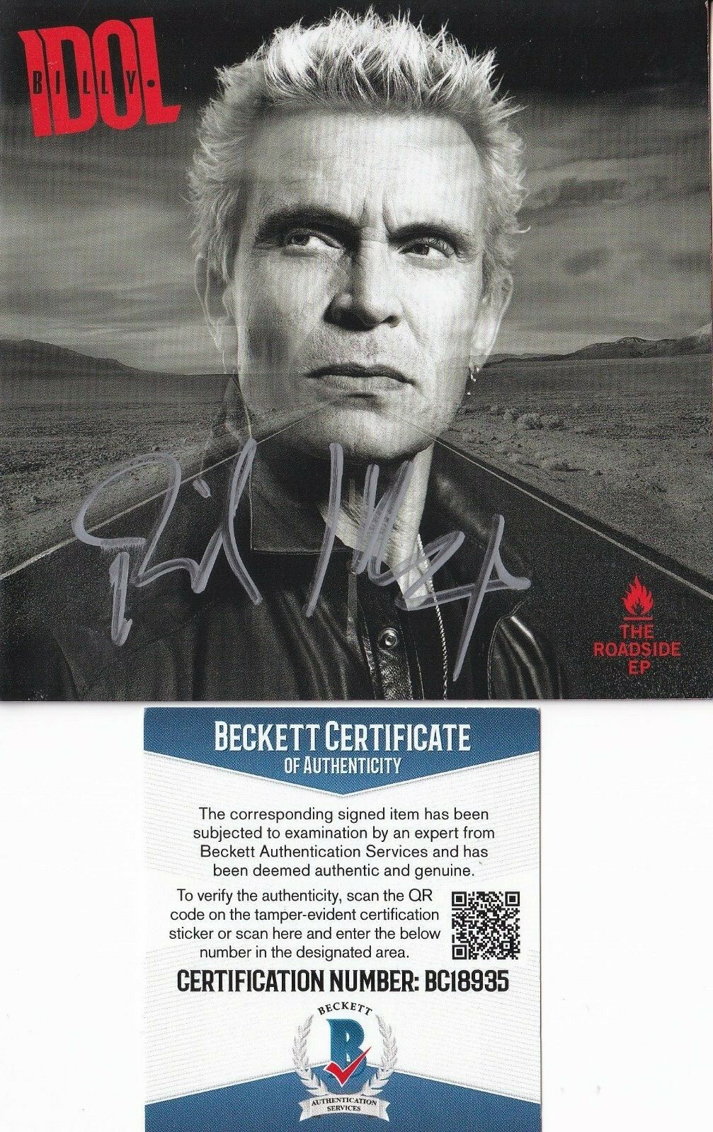 BILLY IDOL signed (THE ROADSIDE EP) Brand New CD cover BECKETT BAS BC18935