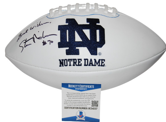 STEVE NIEHAUS signed (NOTRE DAME) team logo full size football BECKETT BAS
