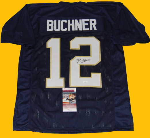 TYLER BUCHNER SIGNED (NOTRE DAME FIGHTING IRISH) NAVY JERSEY JSA WITNESSED COLLECTIBLE MEMORABILIA