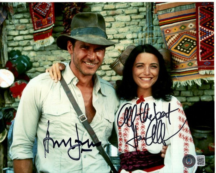HARRISON FORD and KAREN ALLEN signed 8x10 INDIANA JONES photo Beckett BAS LOA