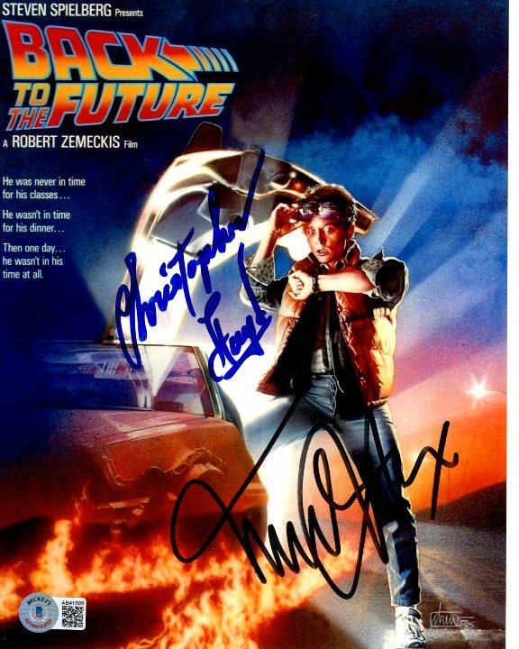MICHAEL J. FOX CHRISTOPHER LLOYD signed 8x10 BACK TO THE FUTURE photo BAS LOA