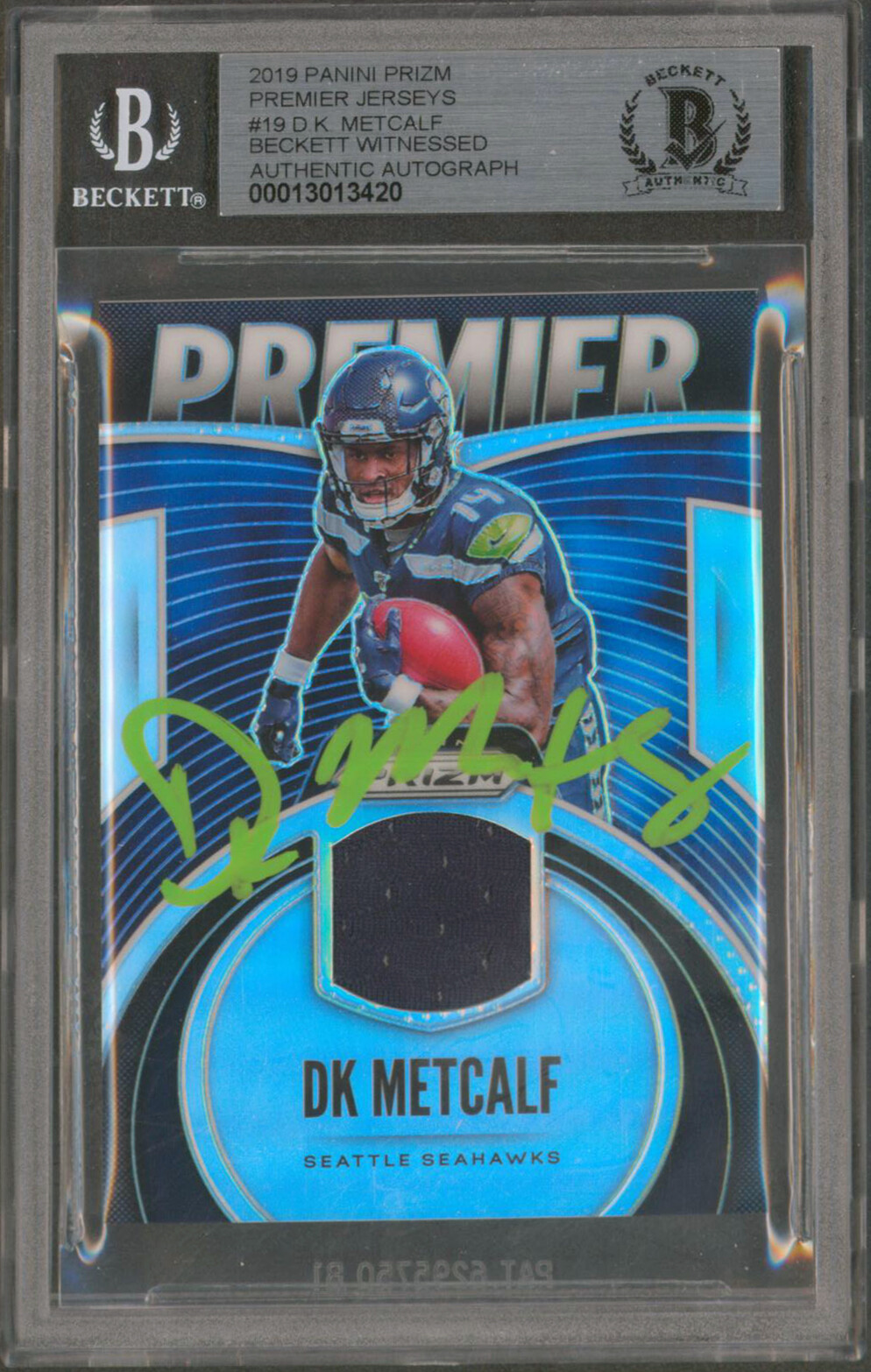 SEAHAWKS DK METCALF SIGNED 2019 PANINI PRIZM PREMIER 19 RC AUTO 10! BAS SLABBED COLLECTIBLE MEMORABILIA