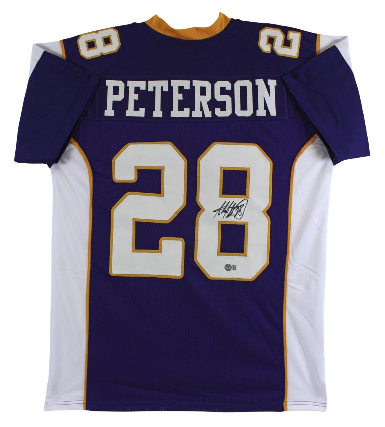 ADRIAN PETERSON AUTHENTIC SIGNED PURPLE PRO STYLE JERSEY AUTOGRAPHED BAS WITNESS COLLECTIBLE MEMORABILIA
