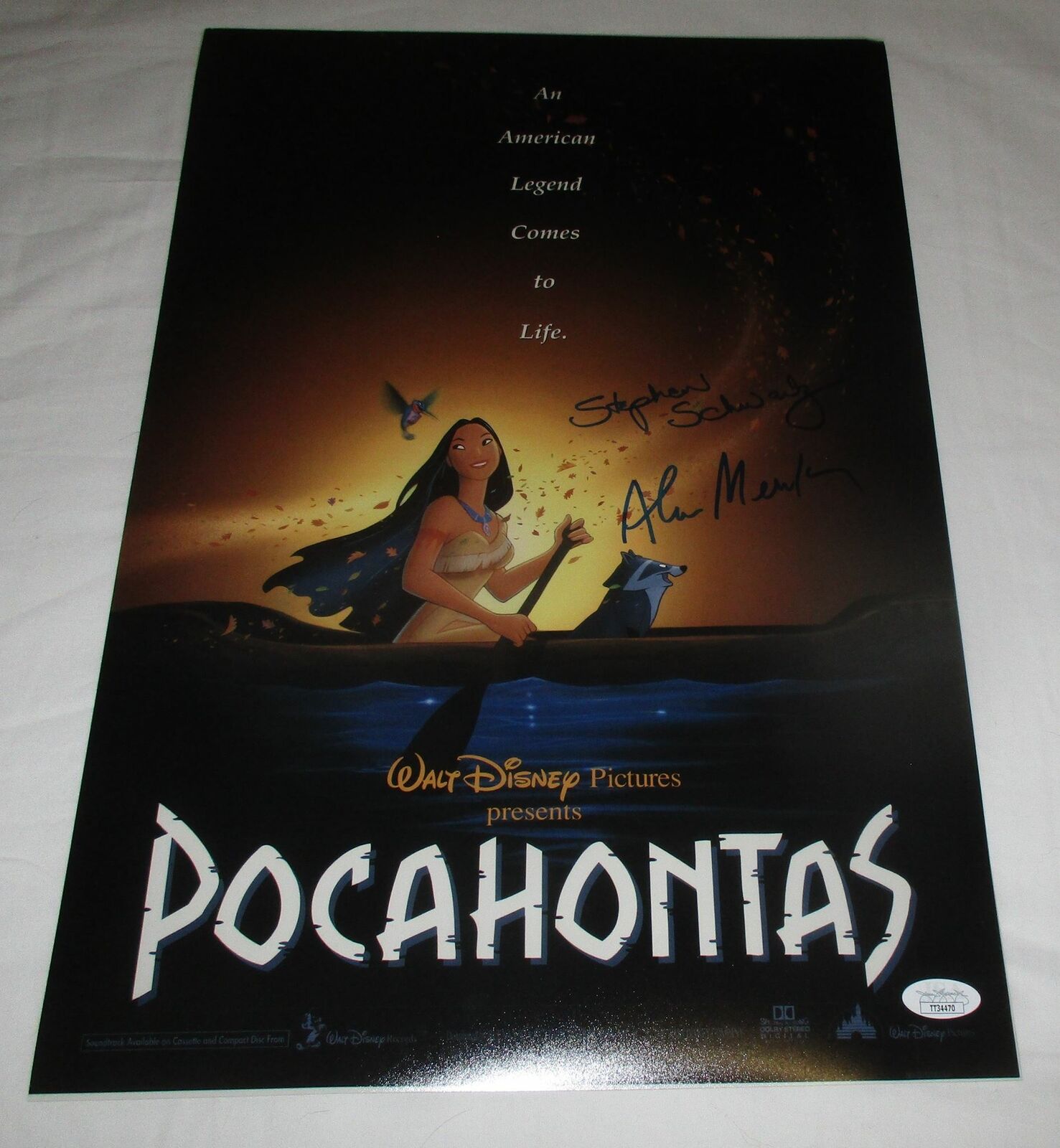 ALAN MENKEN & STEPHEN SCHWARTZ SIGNED POCAHONTAS 12X18 POSTER JSA ...