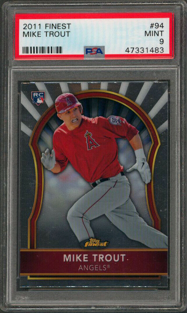 ANGELS MIKE TROUT 2011 TOPPS FINEST #94 ROOKIE CARD GRADED MINT 9! PSA SLABBED COLLECTIBLE MEMORABILIA