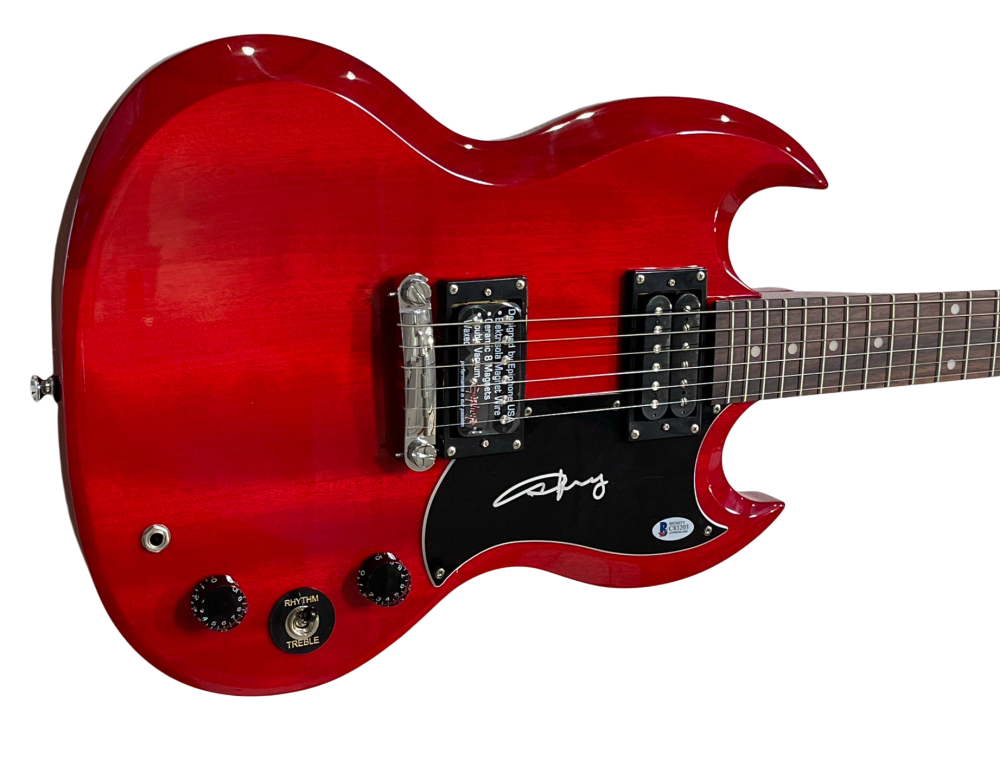 ANGUS YOUNG ACDC SIGNED FULL SIZE ELETRIC GUITAR SG EPIPHONE CHERRY ...