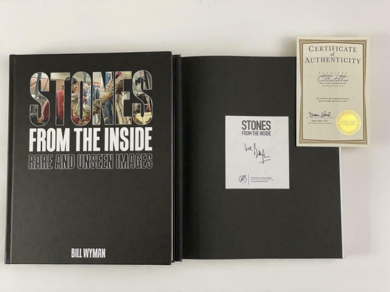 BILL WYMAN SIGNED AUTOGRAPH “STONES FROM THE INSIDE” BOOK – ROLLING STONES STAR COLLECTIBLE MEMORABILIA
