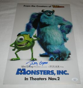 BILLY CRYSTAL SIGNED MONSTERS, INC. 12X18 MOVIE POSTER JSA COLLECTIBLE MEMORABILIA