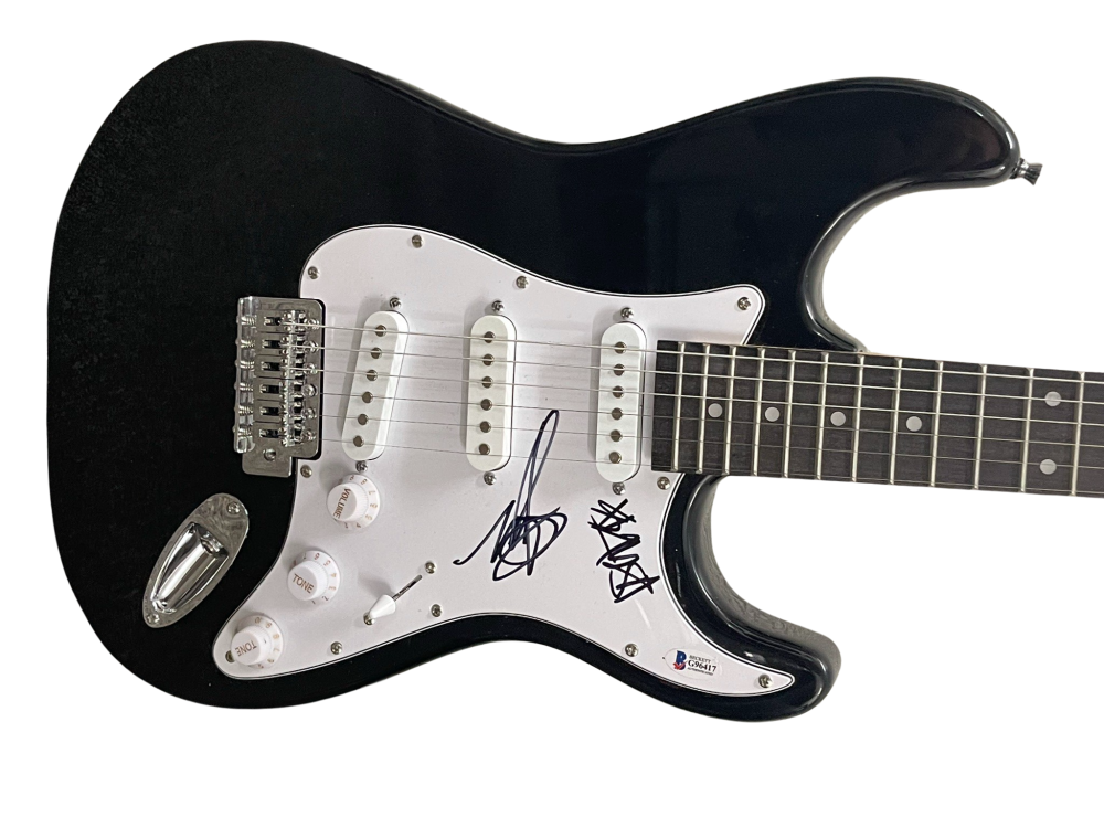 Blink 182 Mark Hoppus Travis Barker Signed Full Size Electric Guitar Beckett Autographia