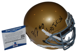 BRADEN LENZY SIGNED (NOTRE DAME IRISH) MINI FOOTBALL HELMET BECKETT BAS BC34134 COLLECTIBLE MEMORABILIA