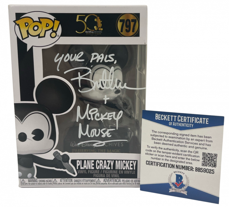 BRET IWAN SIGNED FUNKO POP 797 FIGURE MICKEY MOUSE DISNEY AUTOGRAPH BECKETT A COLLECTIBLE MEMORABILIA