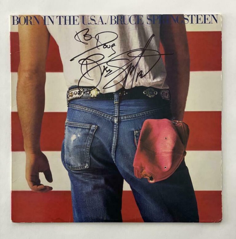 BRUCE SPRINGSTEEN SIGNED AUTOGRAPH ALBUM RECORD BORN IN THE USA RARE