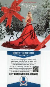 CARRIE UNDERWOOD SIGNED MY GIFT CD COVER W/BECKETT COA BC34126 AUTHENTIC COLLECTIBLE MEMORABILIA