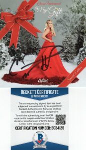 CARRIE UNDERWOOD SIGNED MY GIFT CD COVER W/BECKETT COA BC34129 AUTHENTIC COLLECTIBLE MEMORABILIA