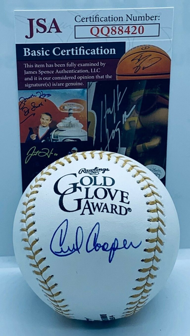 CECIL COOPER MILWAUKEE BREWERS SIGNED GOLD GLOVE BASEBALL BALL AUTOGRAPHED JSA COLLECTIBLE MEMORABILIA