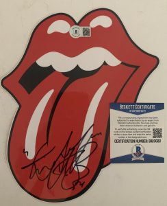 CHARLIE WATTS ROLLING STONES SIGNED AUTOGRAPHED 9×7 STICKER BECKETT CERTIFIED COLLECTIBLE MEMORABILIA