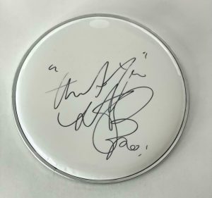 CHARLIE WATTS SIGNED AUTOGRAPH 8″ DRUMHEAD – ROLLING STONES STICKY FINGERS JSA COLLECTIBLE MEMORABILIA