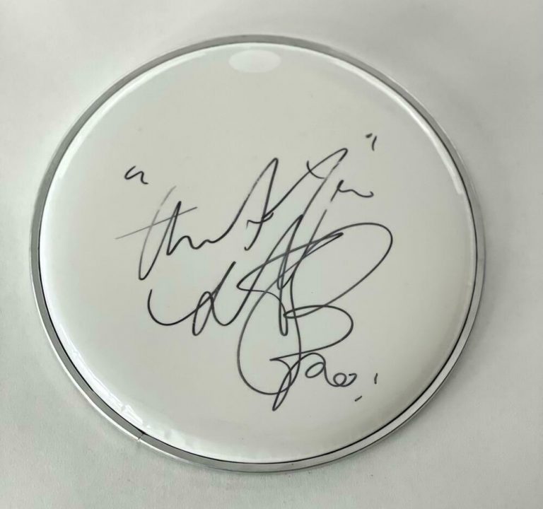 CHARLIE WATTS SIGNED AUTOGRAPH 8″ DRUMHEAD – ROLLING STONES STICKY FINGERS JSA COLLECTIBLE MEMORABILIA