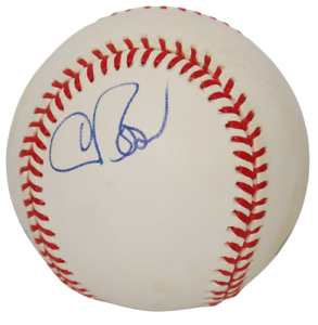 CHRIS BOSIO SIGNED AL OFFICIAL BASEBALL (MILWAUKEE BREWERS) MARINERS W/COA COLLECTIBLE MEMORABILIA
