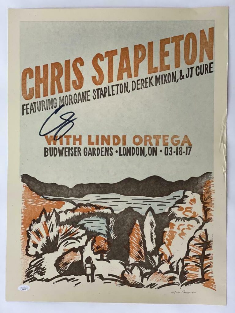 CHRIS STAPLETON SIGNED AUTOGRAPH 18X24 CONCERT TOUR POSTER – 2017 JSA *DAMAGED* COLLECTIBLE MEMORABILIA