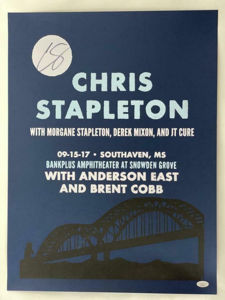 CHRIS STAPLETON SIGNED AUTOGRAPH 18X24 CONCERT TOUR POSTER – SOUTHHAVEN MS JSA COLLECTIBLE MEMORABILIA