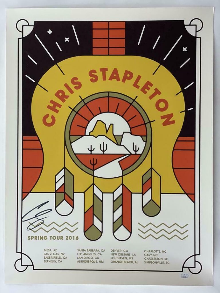 CHRIS STAPLETON SIGNED AUTOGRAPH 18X24 CONCERT TOUR POSTER – SPRING 2016 JSA COLLECTIBLE MEMORABILIA