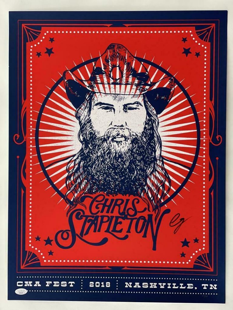 CHRIS STAPLETON SIGNED AUTOGRAPH 18X24 CONCERT TOUR POSTER CMAFEST ...