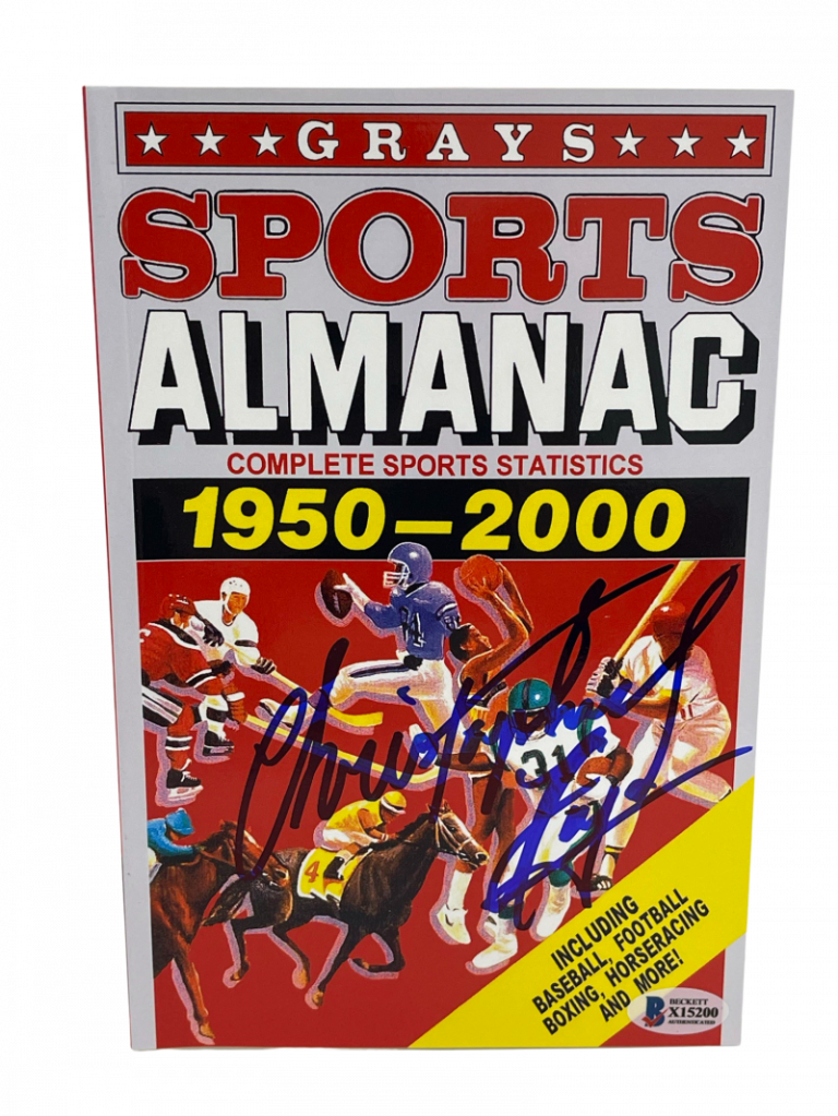 CHRISTOPHER LLOYD SIGNED BACK TO THE FUTURE GRAYS ALMANAC AUTOGRAPH BECKETT 67 COLLECTIBLE MEMORABILIA