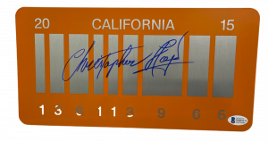 CHRISTOPHER LLOYD SIGNED BACK TO THE FUTURE PART 2 LICENSE PLATE AUTO BECKETT B COLLECTIBLE MEMORABILIA