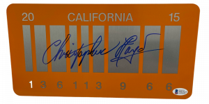 CHRISTOPHER LLOYD SIGNED BACK TO THE FUTURE PART 2 LICENSE PLATE AUTO BECKETT M COLLECTIBLE MEMORABILIA