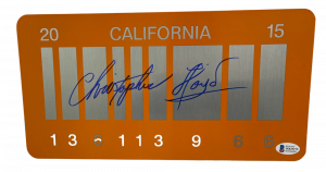 CHRISTOPHER LLOYD SIGNED BACK TO THE FUTURE PART 2 LICENSE PLATE AUTO BECKETT S COLLECTIBLE MEMORABILIA