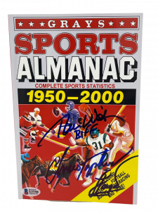 CHRISTOPHER LLOYD TOM WILSON SIGNED BACK TO THE FUTURE GRAYS ALMANAC BECKETT A COLLECTIBLE MEMORABILIA