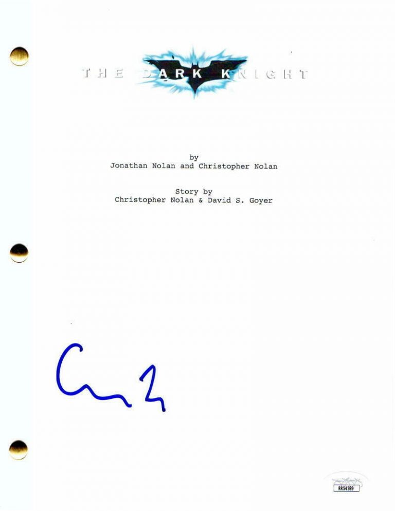 CHRISTOPHER NOLAN SIGNED AUTOGRAPH THE DARK KNIGHT MOVIE SCRIPT – CHRISTIAN BALE COLLECTIBLE MEMORABILIA