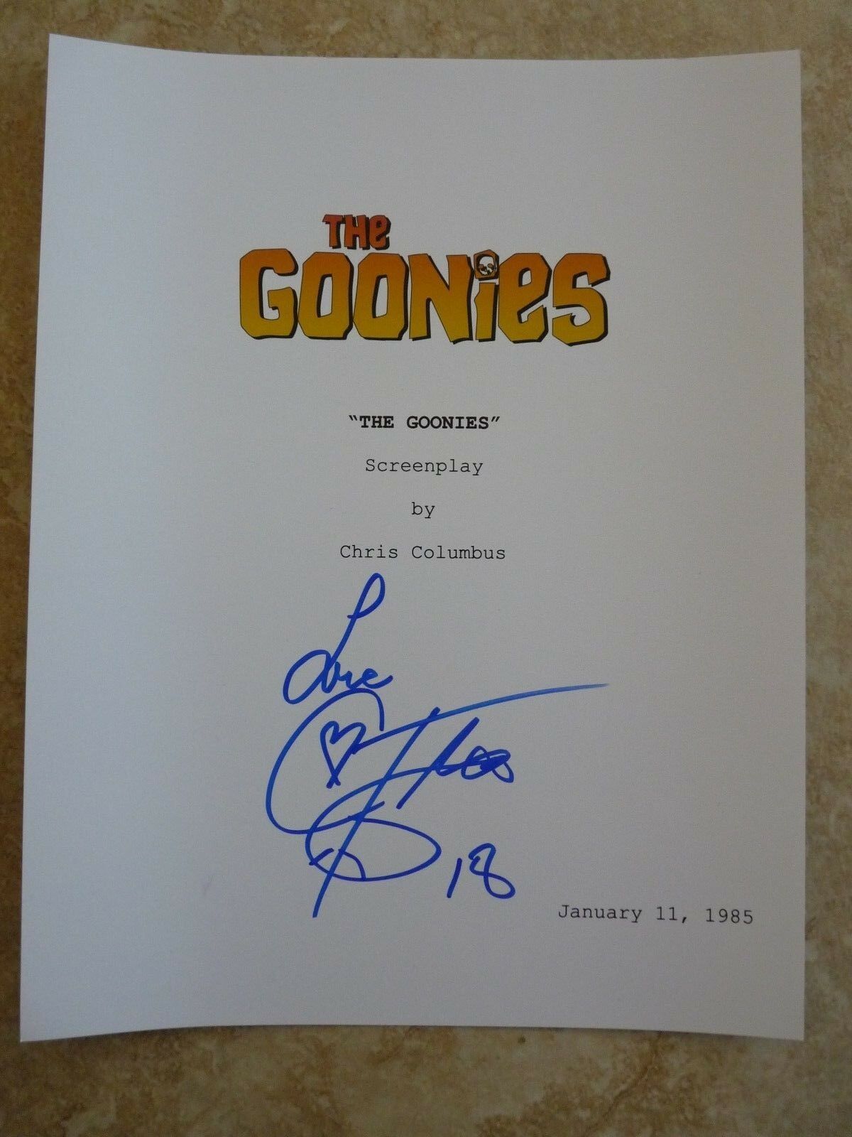 Corey Feldman The Goonies Signed Autographed 8.5x11 Script Photo BAS ...