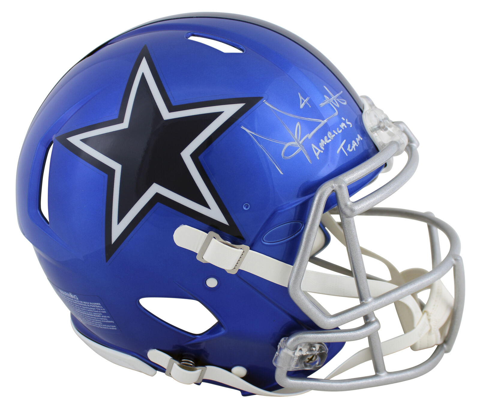 Cowboys Dak Prescott Signed Flash Full Size Speed Proline Helmet BAS ...