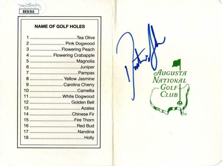 DUSTIN JOHNSON SIGNED AUTOGRAPH AUGUSTA NATIONAL SCORECARD MASTERS