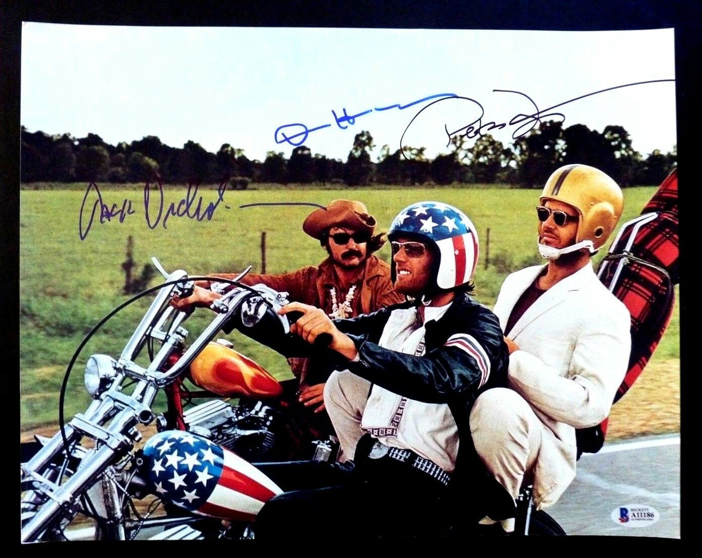 Easy Rider Nicholson Hopper & Fonda Signed Autographed 11x14 Photo BAS ...