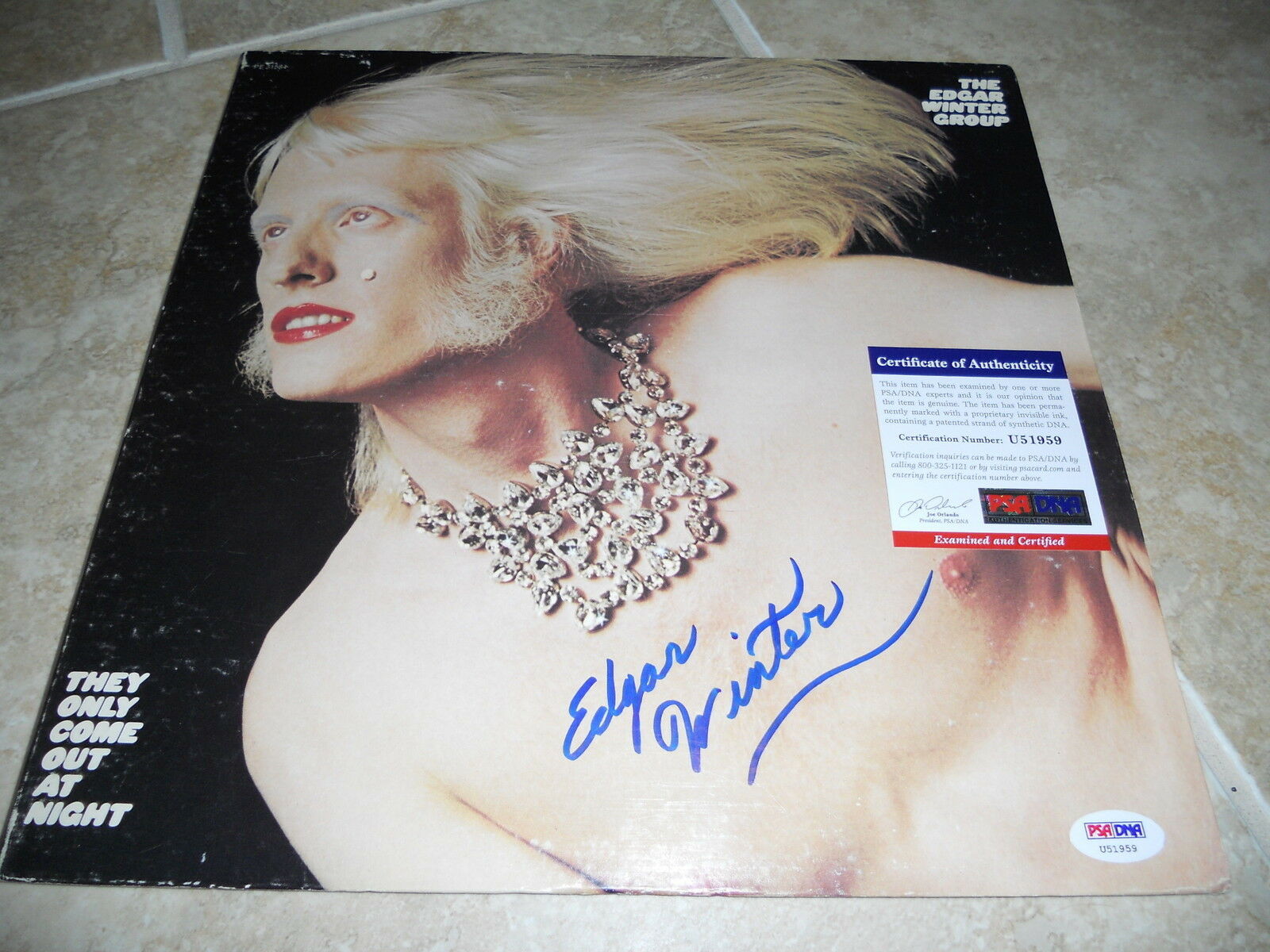 Edgar Winter Come Out at Night Signed Autographed LP Album Record PSA Certified